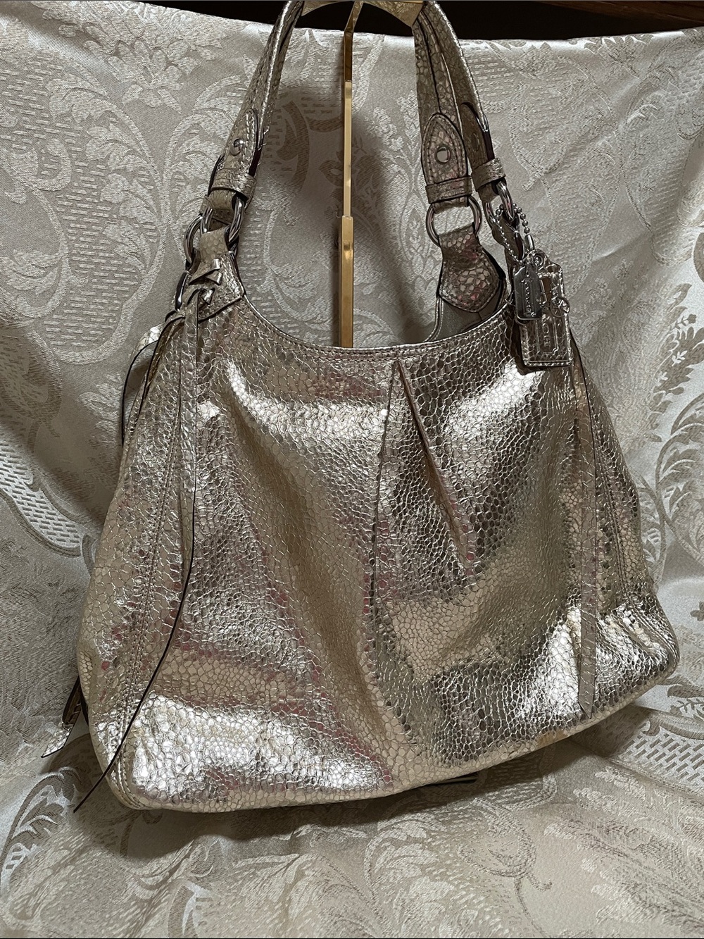 Coach Metallic Collectors Embossed Gold Shoulder Bag